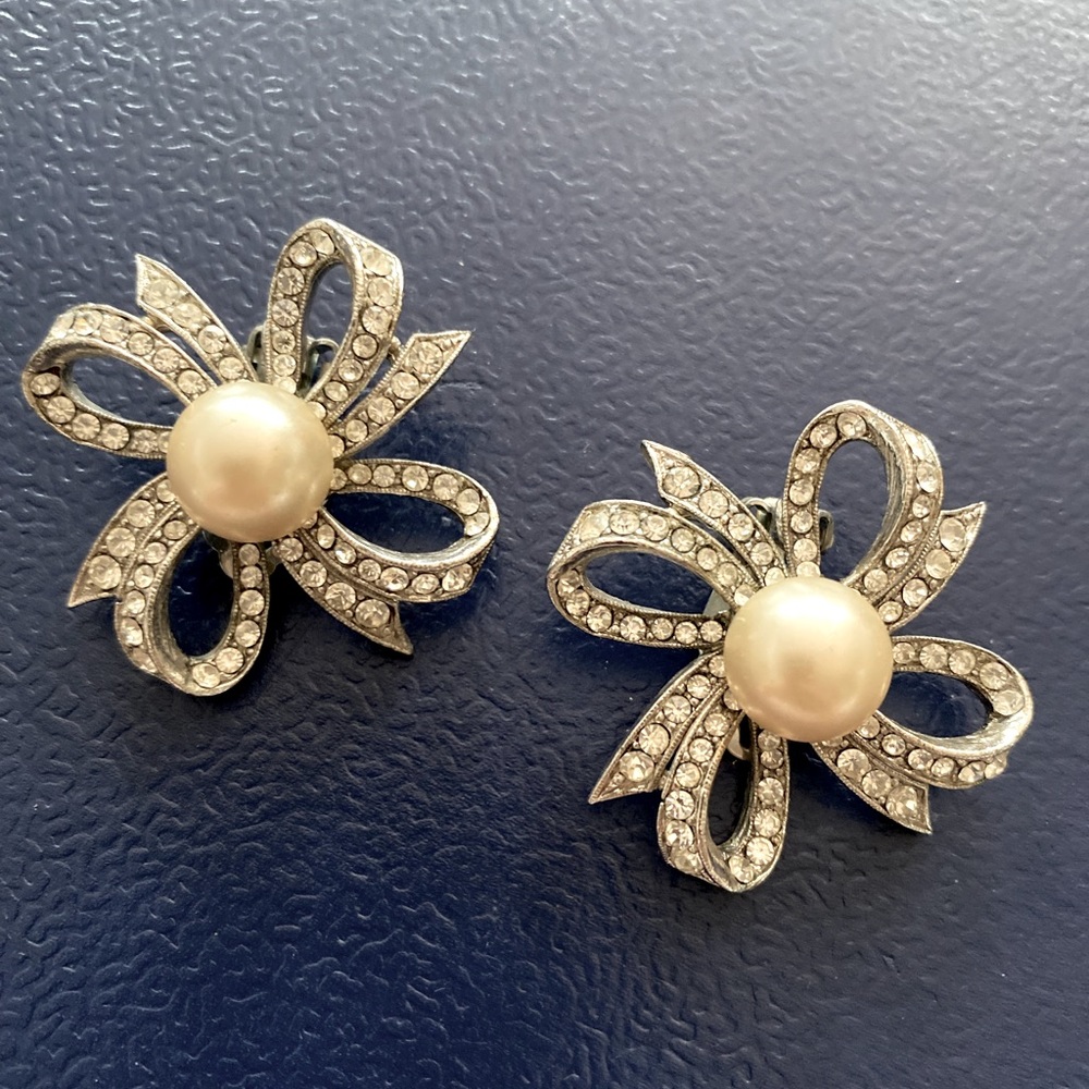 Kenneth Jay Lane Pearl and Marcasite earrings